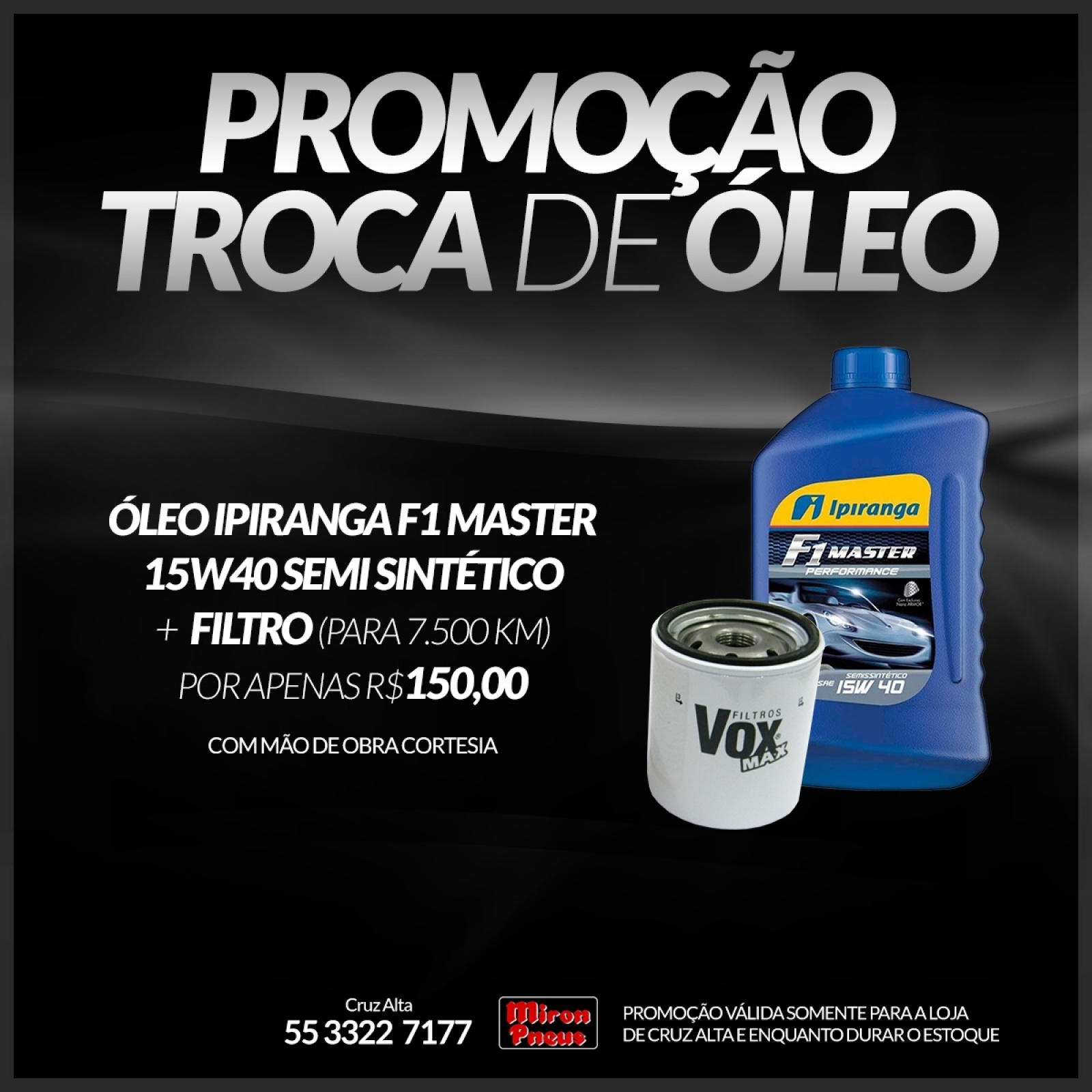 Promoção Troca de óleo 